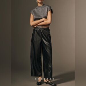 Anthropologie The Lizzie Relaxed Pull On Pants by Pilcro Leather Edition NWT!